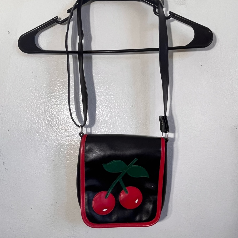 black with a cherry small purse